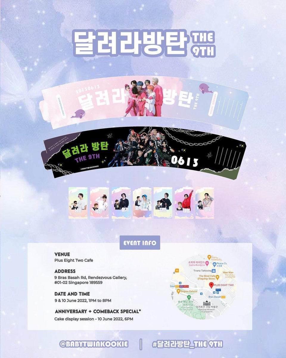 Ontaechan's tweet photo. ๋ฌ๋ ค๋ผ๋ฐฉํ: ๐๐๐ ๐๐๐ ๐โโ๏ธby @babytwinkookie ๐
Anniversary Cafe Event for BTS in Singapore โก
๐: 9 & 10 June 2022, 1PM - 8PM
๐: @pluseighttwosg
We hope to see you there! โก
#๋ฌ๋ ค๋ผ๋ฐฉํ_THE9TH #๋ฐฉํ์๋
๋จย #BTSย #BTScafeevent #cafeevent #sgcafeevent https://t.co/pnH2JAGkqI