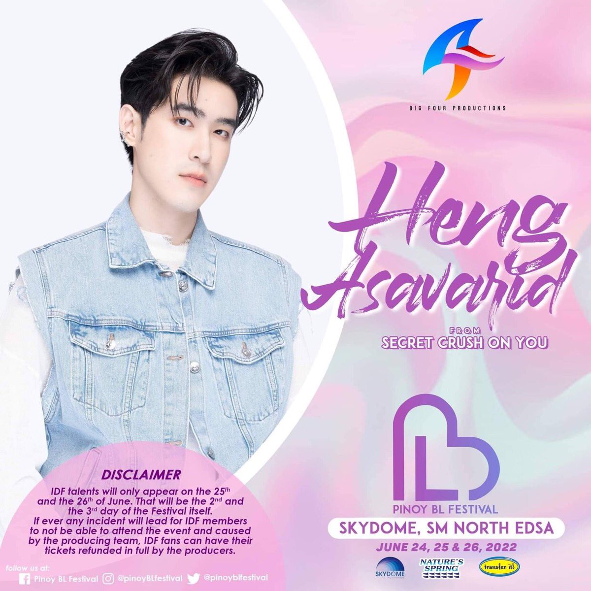 Hold on….there’s more! Malapit na tayo sa exciting part. 

Another cast from Secret CrushOn You, Heng Asavarid also coming to the Philippines. Don’t miss to meet this cutie Thai actor at the Pinoy BL Festival. <a href="/hengpnp/">hengpnp</a> 

Tickets: tinyurl.com/PinoyBLFestTic… #PinoyBLFestival