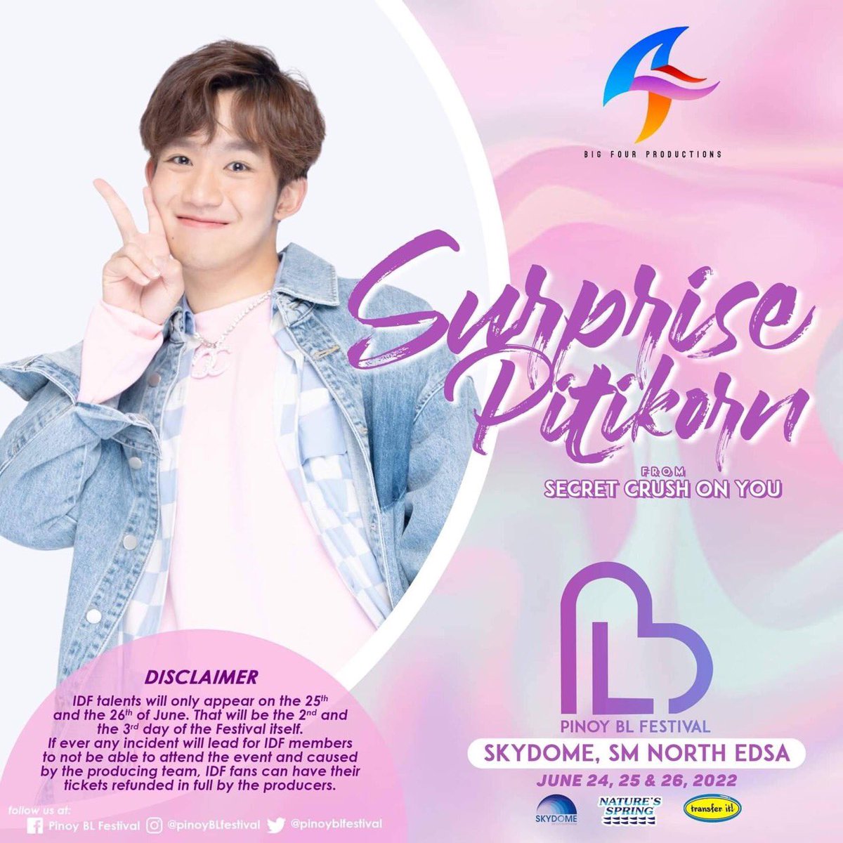 Surprise! Surprise! Surprise! 

The Prise of your Heng is also coming in Manila. 

Another cast from Secret Crush On You, Surprise Pitikorn joins the Pinoy BL Festival! <a href="/ppriseee/">SURPRISE</a> 

Limited tickets left! 
tinyurl.com/PinoyBLFestTic…

#PinoyBLFestival
