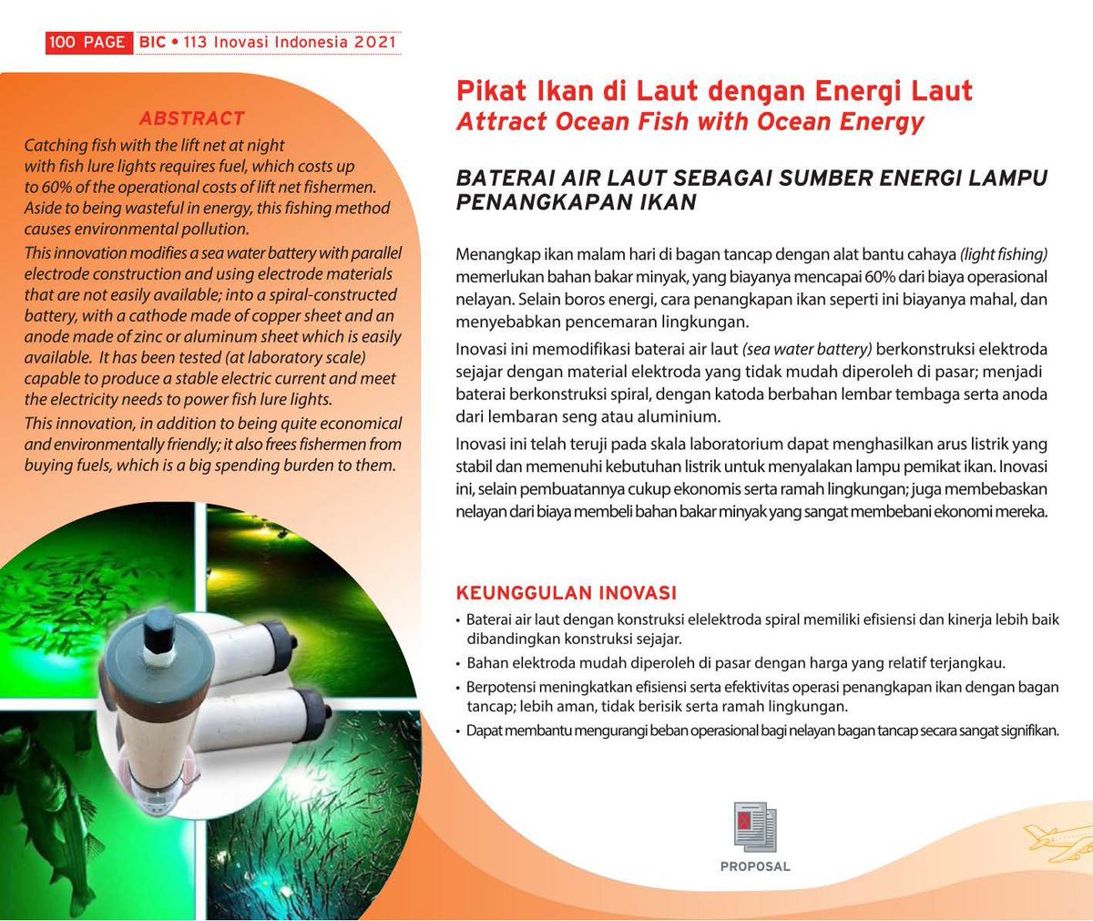 InfoBIC's tweet photo. Baterai air laut sebagai sumber energi lampu penangkapan ikan, kok bisa? Yuk intip selengkapnya dibuku serial Inovasi Indonesia khususnya di 113 Inovasi Indonesia dan jangan lupa proposal baru kamu untuk mengikuti 114 Inovasi Indonesia tahun ini. https://t.co/iSYGhSb1SO https://t.co/aO7b9AowXk