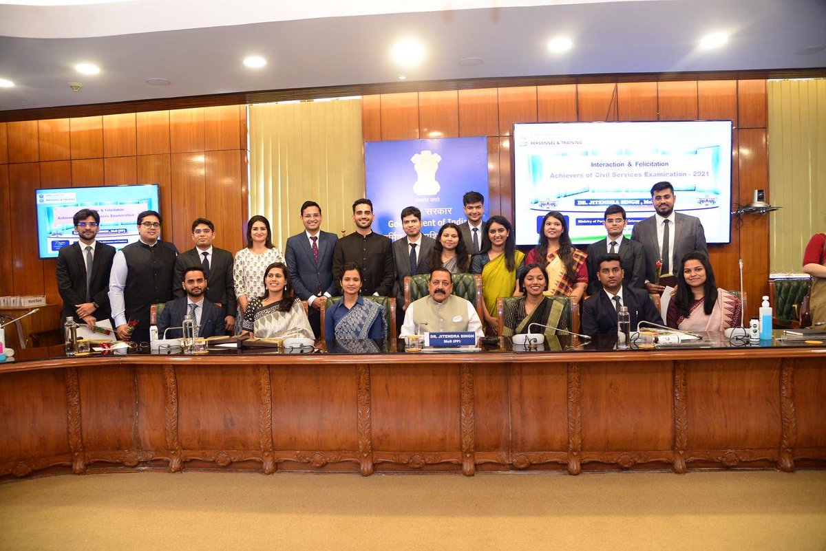 RaviKrSihag01's tweet photo. Felicitation programme for UPSC toppers at DoPT by Hon’ble MoS (PP). #UPSC #DoPT #proudmoments #father_son https://t.co/fcFxAU2zl0