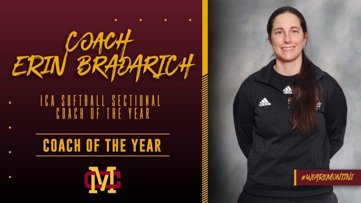 Congrats to <a href="/montinisoftball/">Montini Softball</a> Head Coach Erin Bradarich on being named ICA Softball Coaches - Sectional Coach of the Year! Coach Bradarich led the Lady Broncos to a 19-10 record and a Regional &amp; Sectional Championship this spring! #WeAreMontini