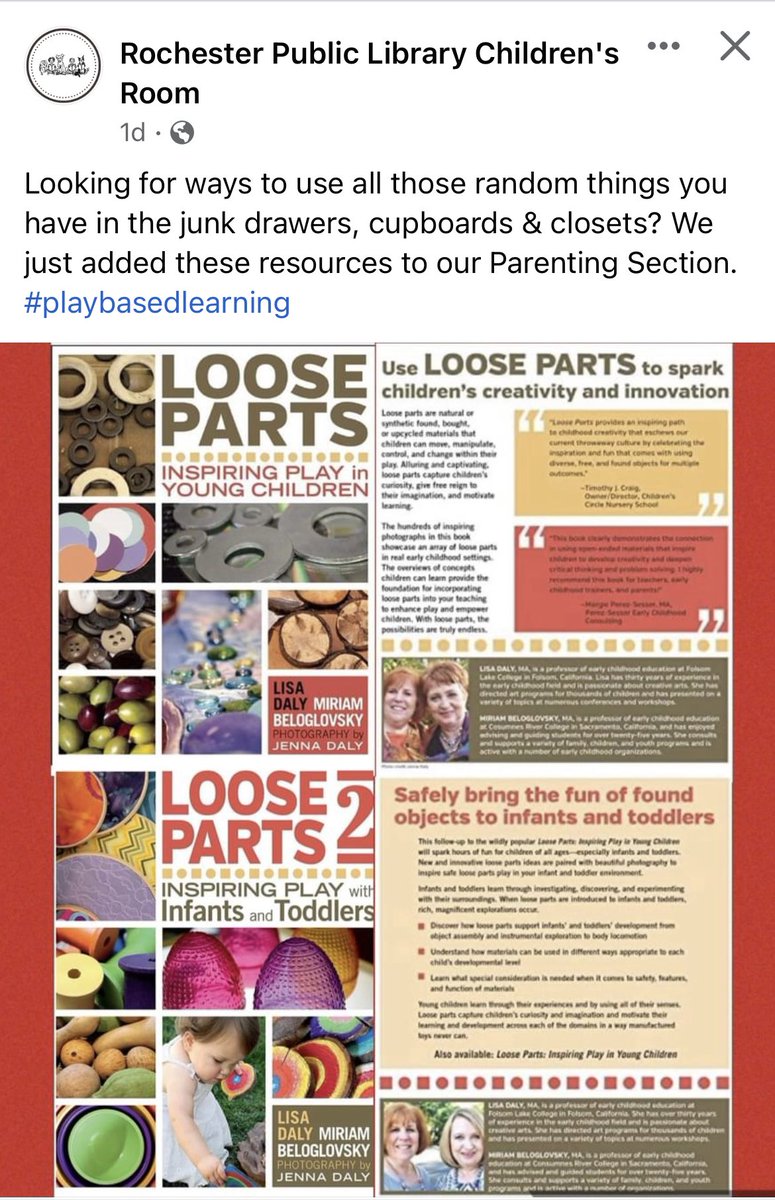 NHplaybased's tweet image. We collaborated with staff at the Rochester Public Library to share and develop play-based learning resources, including an outdoor cart with loose parts that is available to children &amp;amp; families all summer long! Come check it out! #playbasedlearning #looseparts
