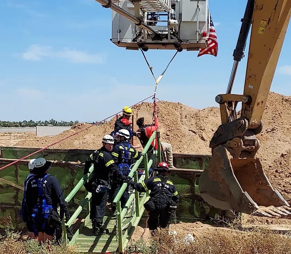 AFM units were called out to a trench rescue call in Goodyear. A man had tripped and fallen into the 20 foot trench, injuring his back.