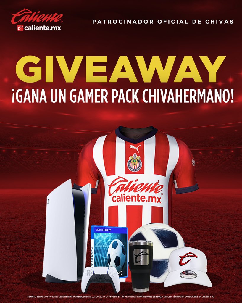 CHIVAS (@chivas) on Twitter photo 🚨🐐 GIVEAWAY 🐐🚨
GANA UN PS5, LA NUEVA PLAYERA DE @CHIVAS, VIDEOJUEGO, GORRA, ⚽️ Y UN YETI 🐐 🎮
1️⃣Dale RT y ❤️
2️⃣Sigue a <a href="/calientesports/">Caliente Sports</a> en TW e IG en este link 📲instagram.com/caliente_sport…
3️⃣ Comenta este tuit con tu usuario de Instagram y el HT #MásAcciónMásDiversión🔥 🚨🐐 GIVEAWAY 🐐🚨
GANA UN PS5, LA NUEVA PLAYERA DE @CHIVAS, VIDEOJUEGO, GORRA, ⚽️ Y UN YETI 🐐 🎮
1️⃣Dale RT y ❤️
2️⃣Sigue a <a href="/calientesports/">Caliente Sports</a> en TW e IG en este link 📲instagram.com/caliente_sport…
3️⃣ Comenta este tuit con tu usuario de Instagram y el HT #MásAcciónMásDiversión🔥