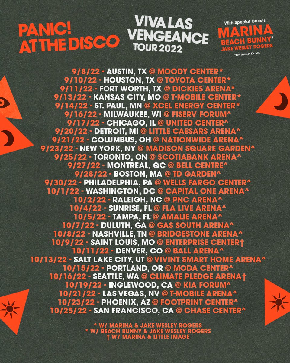 PanicAtTheDisco's tweet photo. Y'all know what tomorrow is 🙌🏼 Tickets for the US &amp; Canada Viva Las Vengeance Tour go on sale at 10am local https://t.co/gypUMQEF2M https://t.co/Db5QBYMjnF