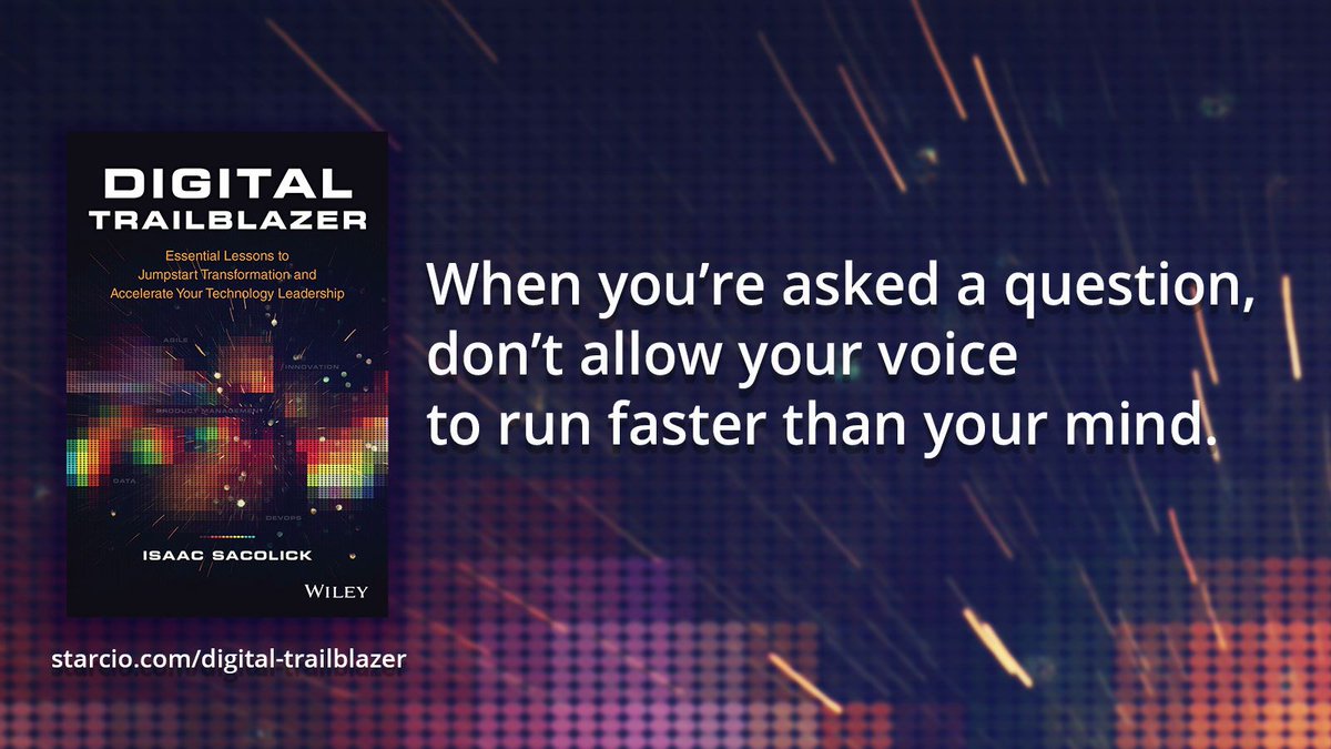 The single hardest thing engineers, product managers, and data scientists must master when progressing to leadership roles is answering questions top-down without brain dumping all the underlying details. I explain how to do it in Digital Trailblazer: bit.ly/3GWVufO