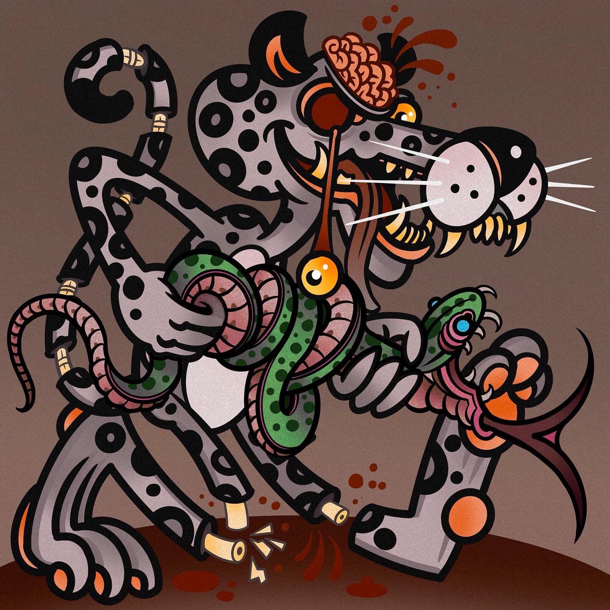 HONKEYKONGuno's tweet image. Not feelin 100 this week, and I have a huge painting to work on for a show coming up. So I’ll schill some of these dangerous cats (without) dangerous gats. OPENSEA.io/collection/ben… go check em out. They don’t need guns to look cool.