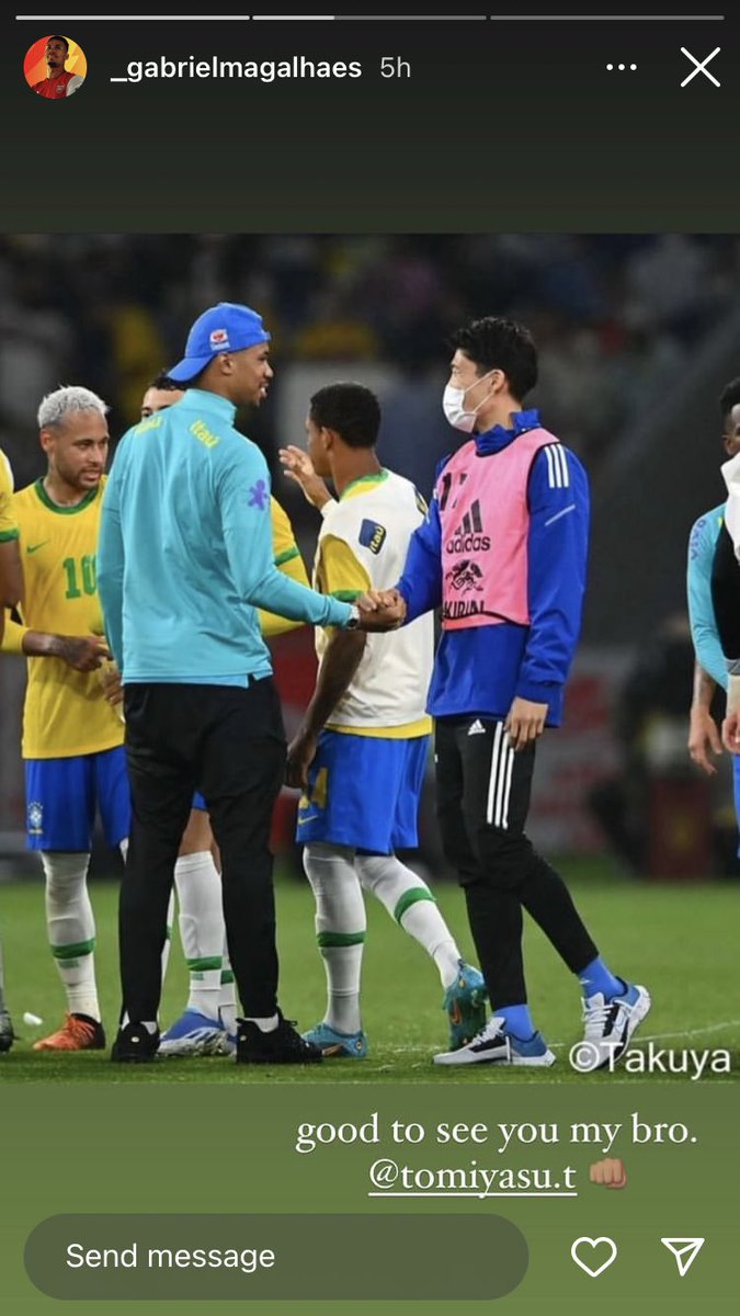 afcstuff's tweet image. Gabriel Magalhães on Instagram story, reunited with Arsenal team-mate Takehiro Tomiyasu before Brazil’s friendly against Japan yesterday. 🇧🇷🇯🇵 [IG: _gabrielmagalhaes] #afc