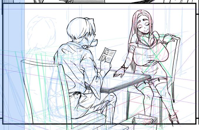 朝作業。背景と人物を合わせた構図からは逃れられないシリーズ。メインでさえ面倒くさいのにこの周囲を描きたくない気持ちで溢れる。ひとまずウォーキングしてくりゃ! 