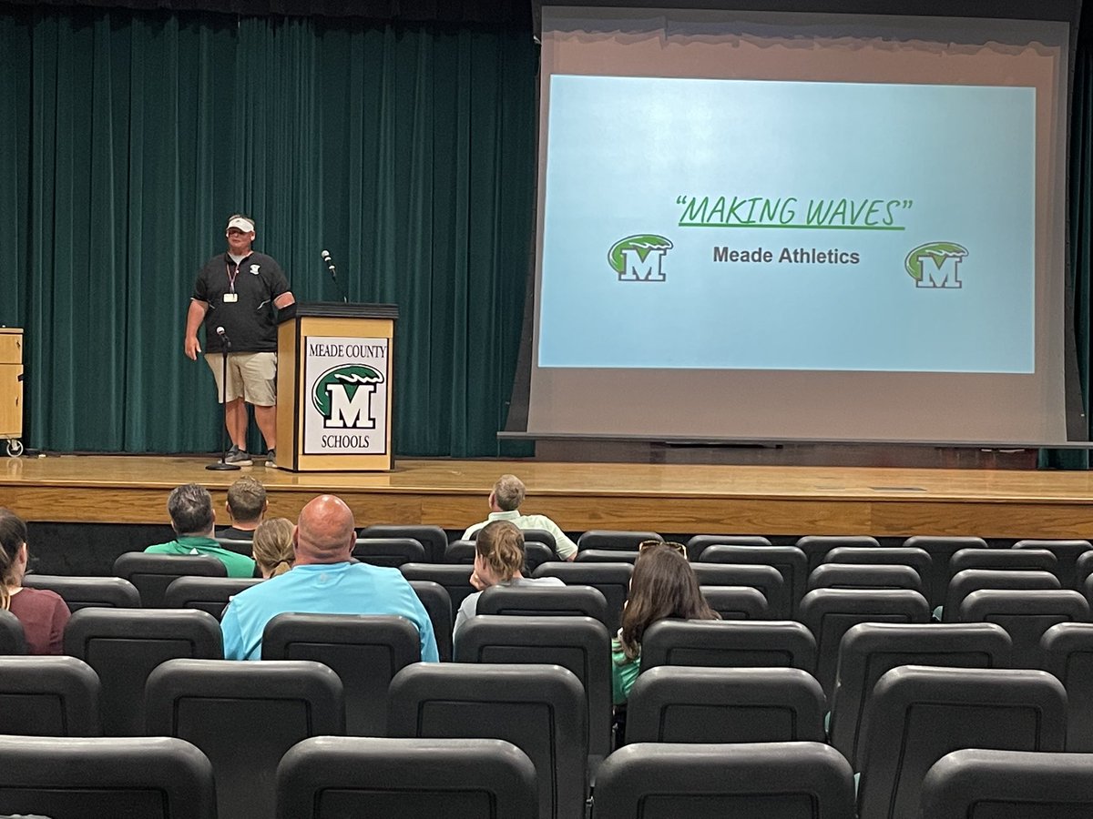 JSchmidtMC's tweet photo. Building energy in our Greenwave Athletics Program @MEADECOUNTYHIGH with the inaugural “Making Waves” professional learning for Meade County coaches! A S/O to AD, Todd Clanton and our speakers tonight! 
Learning with and from our own is powerful! #WeAreMeade #MaximizingPotential https://t.co/c9pZKQ8WRM