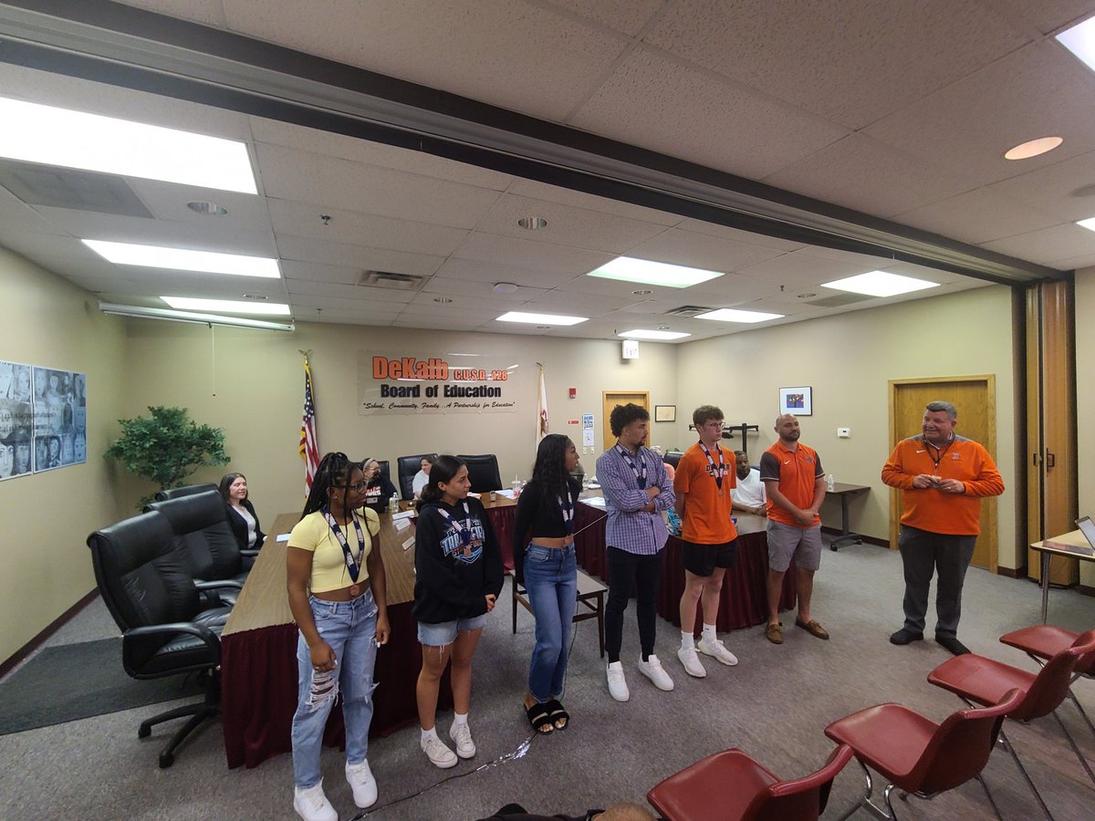 Some of our amazing all state track athletes from <a href="/GTFDeKalb/">DeKalb GTF</a> and <a href="/DekalbBoysTrack/">Dekalb_Boys_T&F</a> being honored at the school board meeting tonight! Congrats Barbs!