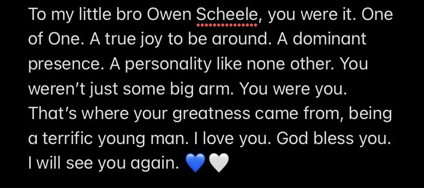 I love you. God bless you. I will see you again, brother. 🙏🏾💙🤍 #OWENSTRONG #MoneybaggO