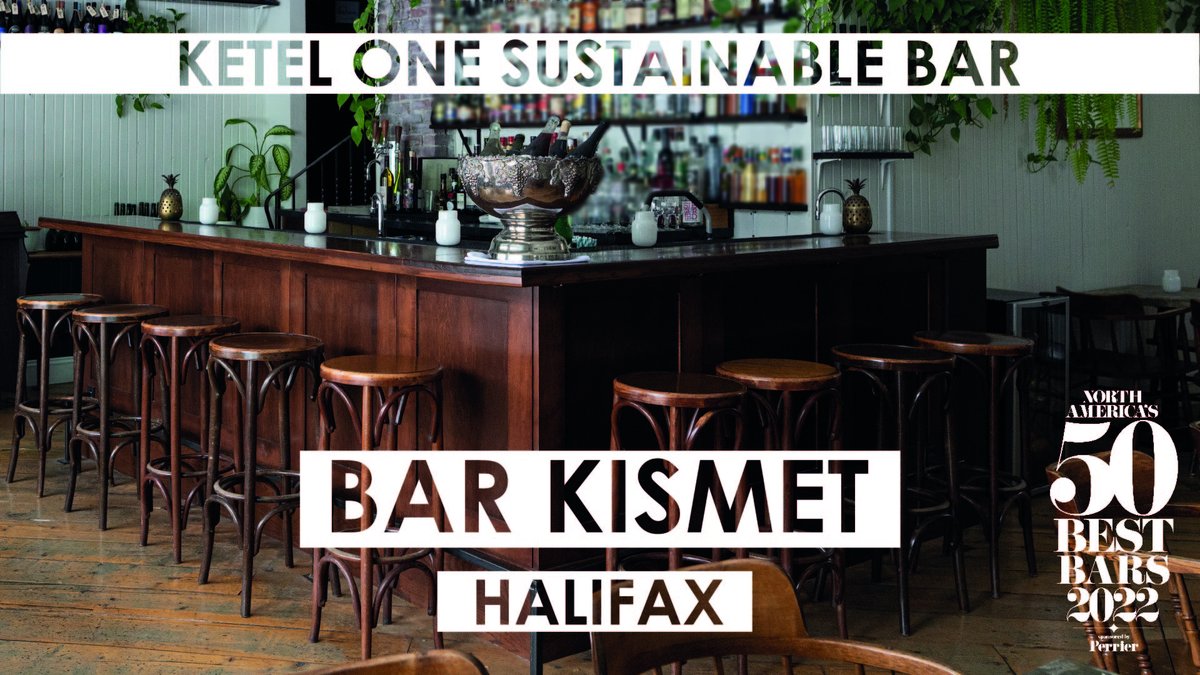 Bar Kismet in #Halifax takes home the Ketel One Sustainable Bar Award! Congratulations on this hugely important award – we salute you for the work that you do! #NorthAmericas50BestBars <a href="/BarKismet/">Bar Kismet</a> <a href="/JennerCormier/">Jenner Cormier</a> <a href="/KetelOne/">Ketel One Vodka</a>