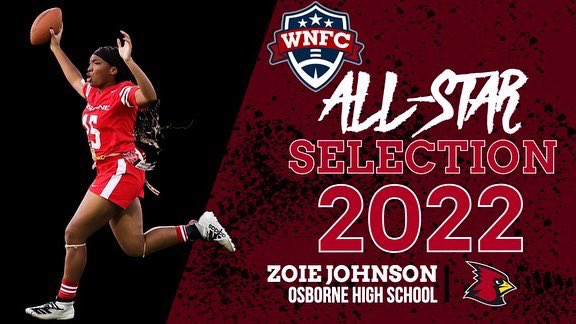 osbcardinals's tweet photo. Congratulations to @tharealzojo @vibinnwitari_ @officialtrenise and Alyssa Williams on being selected to the @wnfcfootball  High School ALL-STAR 7v7 Game in Texas. @CCSD_AD @CobbFballFri @mdjonline @cobb_sports https://t.co/IQni5SMpUX