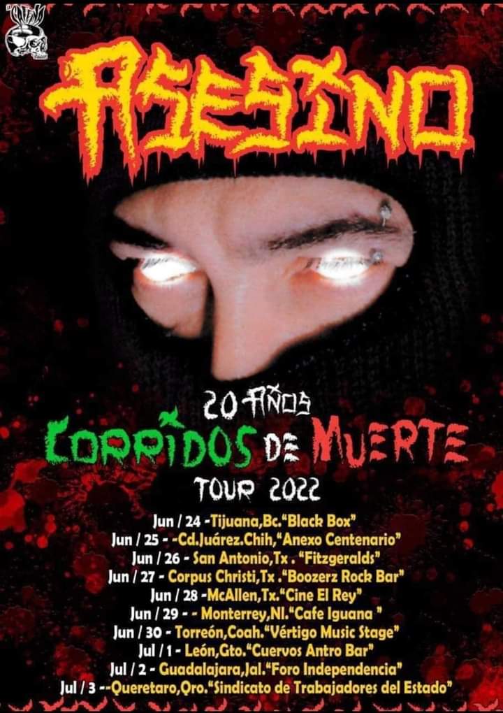 Next up we are playing all the US dates on the upcoming Asesino tour!

6/26 - San Antonio, TX @ Bonds Rock Bar 
6/27 - Corpus Christi, TX @ Boozerz Rock Bar 
6/28 - McAllen, TX @ Cine El Rey 

Who will we be seeing?! 

#semperacerbus #asesino #metal #tour