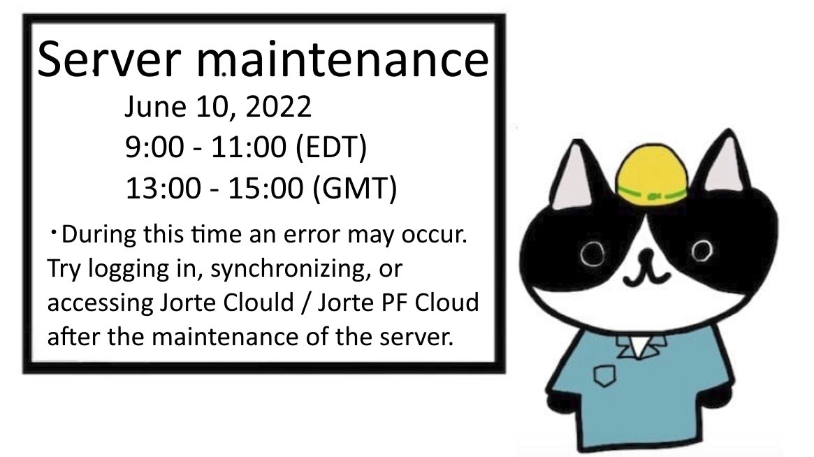 Jorte_en's tweet photo. ☆Server maintenance (June 10, 2022) https://t.co/yxGwXiG6ha