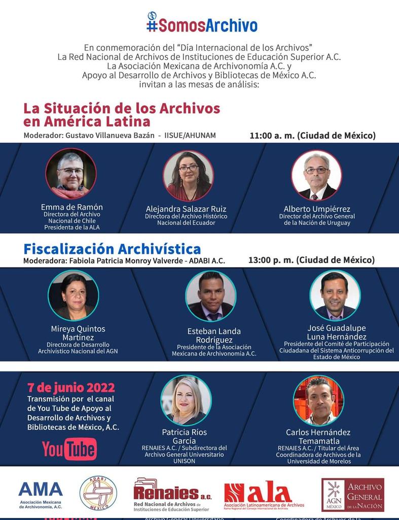 activistica's tweet photo. La Asociación Mexicana de Archivonomía, A.C., Adabi Mx, Renaies, Asociación Latinoamericana de Archivos y #AGNMex 7 de junio a las mesas de análisis: Situación de los archivos en América Latina y Fiscalización archivística.
#FBLive 11:00 hrs en: https://t.co/Ep0GcPwssu https://t.co/VCy4PMScTi