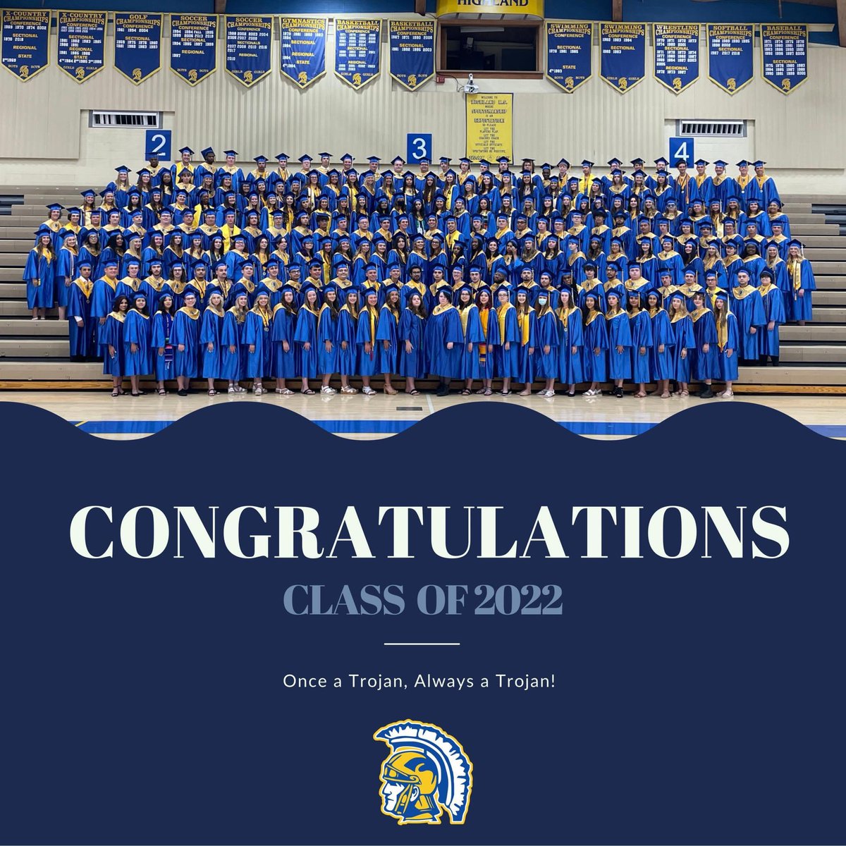 Highland2025's tweet photo. The Class of 2025 sends their congratulations and best wishes to the Class of 2022!! #TheBestIsYetToCome 💙💛 https://t.co/b0ugEUGSvx