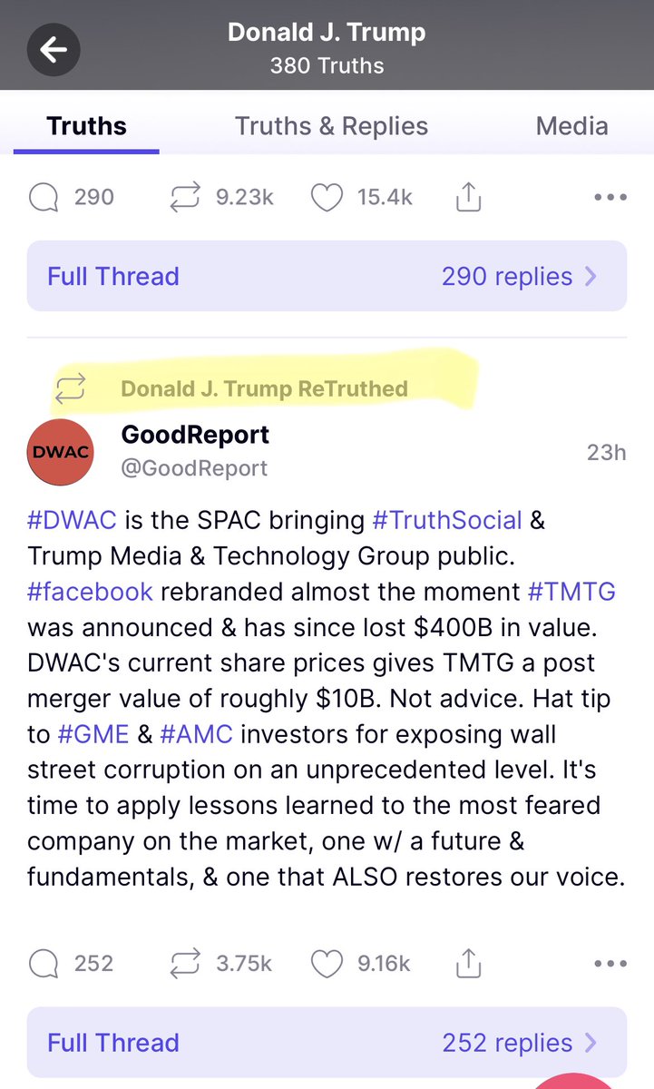 merica1st17's tweet photo. Holy crap!! Donald Trump just gave a huge shout out to $AMC and $GME apes! #ApesNotLeaving 🚀 🦍 https://t.co/WBQ4U6OIJ4