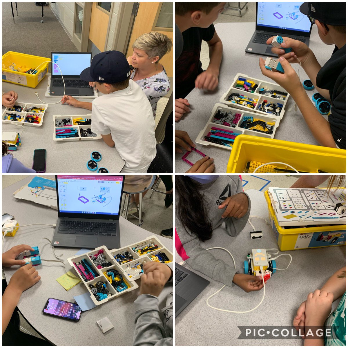 MrsJMadamba's tweet photo. Thank you to @MandyCleland1 for coming to teach us how to code Lego SPIKE robots. @SmithSmarties3  7s had so much fun trying the challenges and the different sensors. New skill = parallel parking. 💻 🚗 🤖 #thehollow @cedarhollowps @LEGO_Education @TVDSB_STEM https://t.co/AWSd0OsuaP