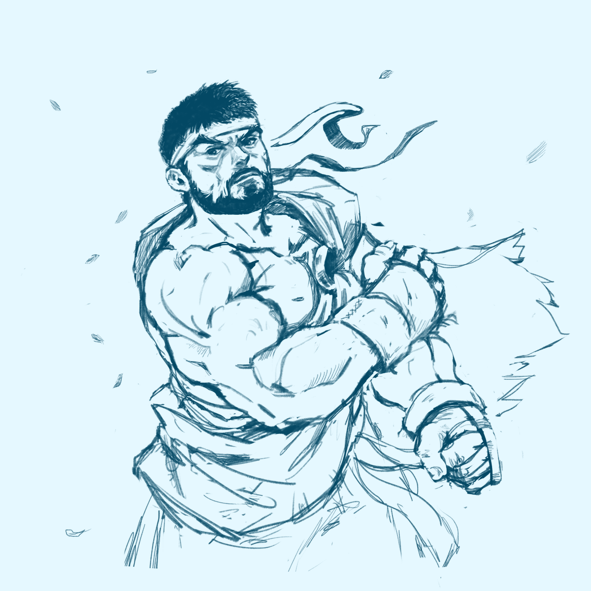 DragonFlamely's tweet photo. Ryu doodle. His new design is sick 
#StreetFighter6 #Ryu https://t.co/eZdoKlg4tV