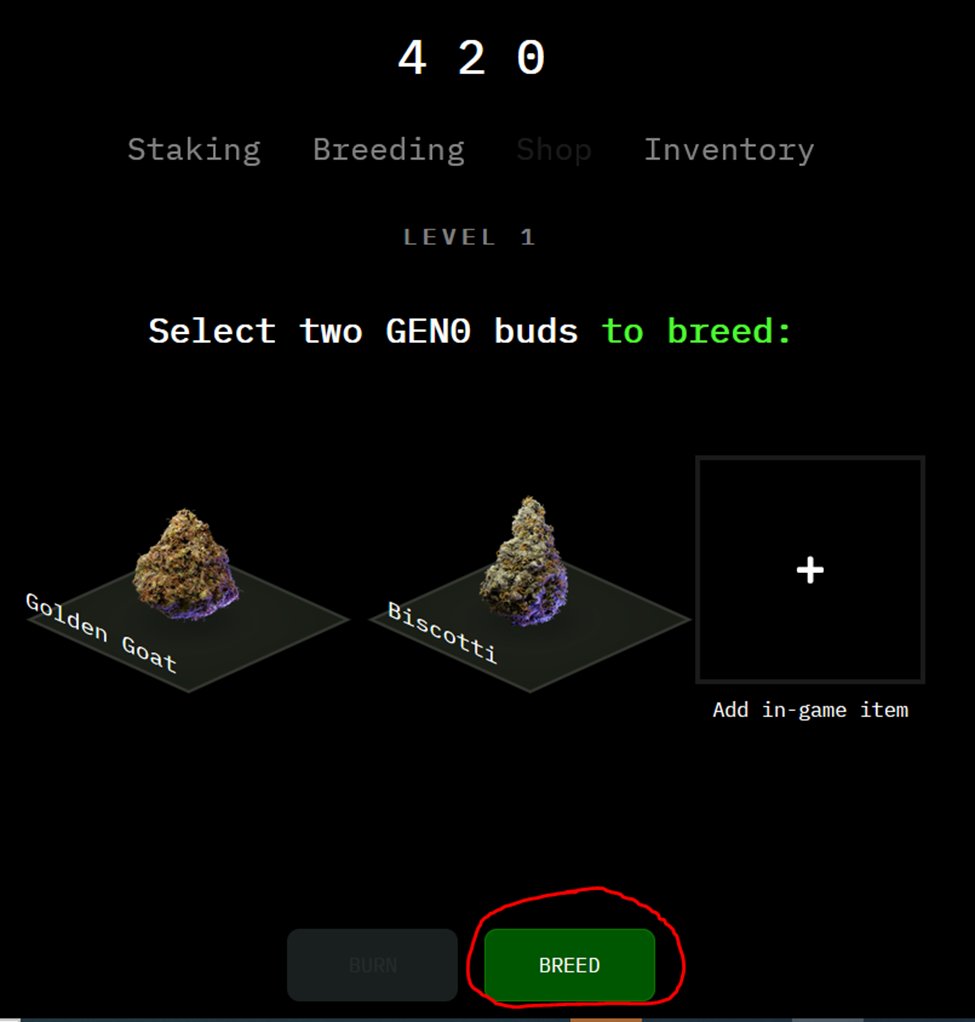 Galactic_Whorls's tweet photo. Since breeding just started about 48 hours ago, I did a thing and made a step-by-step breeding guide for @420dotgame @look_labs.

Come and drop by the discord to check it out - https://t.co/kC20QC5NQm!

I'm really enjoying it so far and can't wait to see what my results are. https://t.co/EoHRl8S6av
