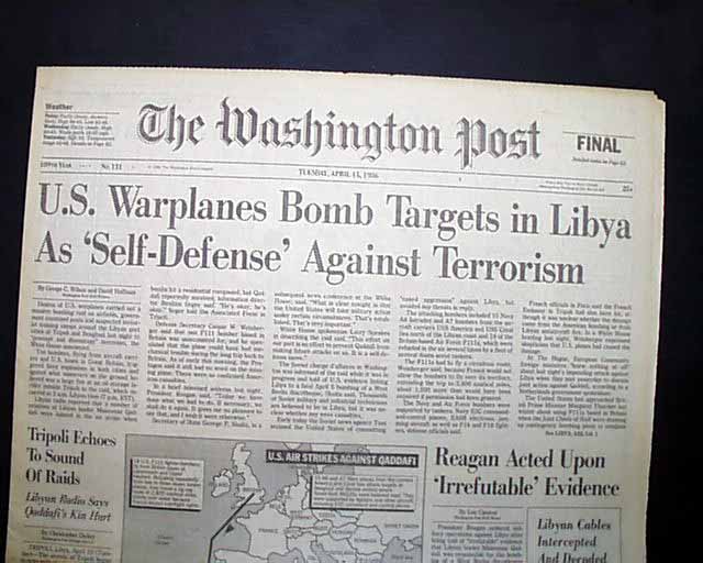Em 1982, Ronald Reagan impôs o embargo ao petróleo líbio. Quatro anos depois, os EUA responsabilizaram a Líbia pelo atentado à discoteca de Berlim e iniciaram uma campanha de bombardeios contra o país, em conjunto com Reino Unido e Israel.18/27