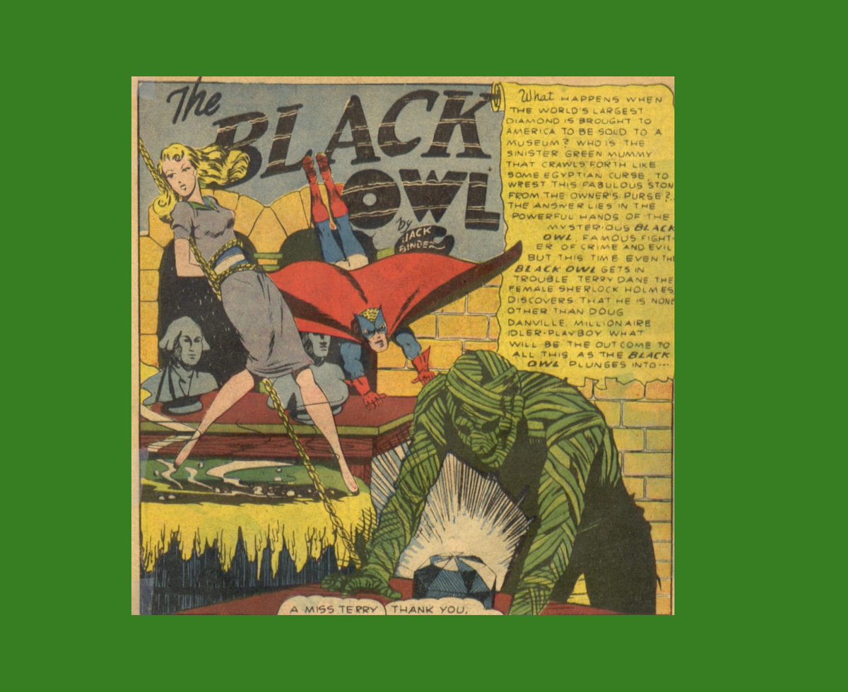 HeroesUnited_4's tweet photo. #BlackOwl🦉- #PrizeComics #20 (aka Vol 2, #8) (March 1942) - #MysteryMan hero Black Owl (Doug Danville) battles the criminal Green Mummy Charles Forbes! #CrimeDoesNotPay! #GoldenAge ⚖️ https://t.co/PTXdyGILmA