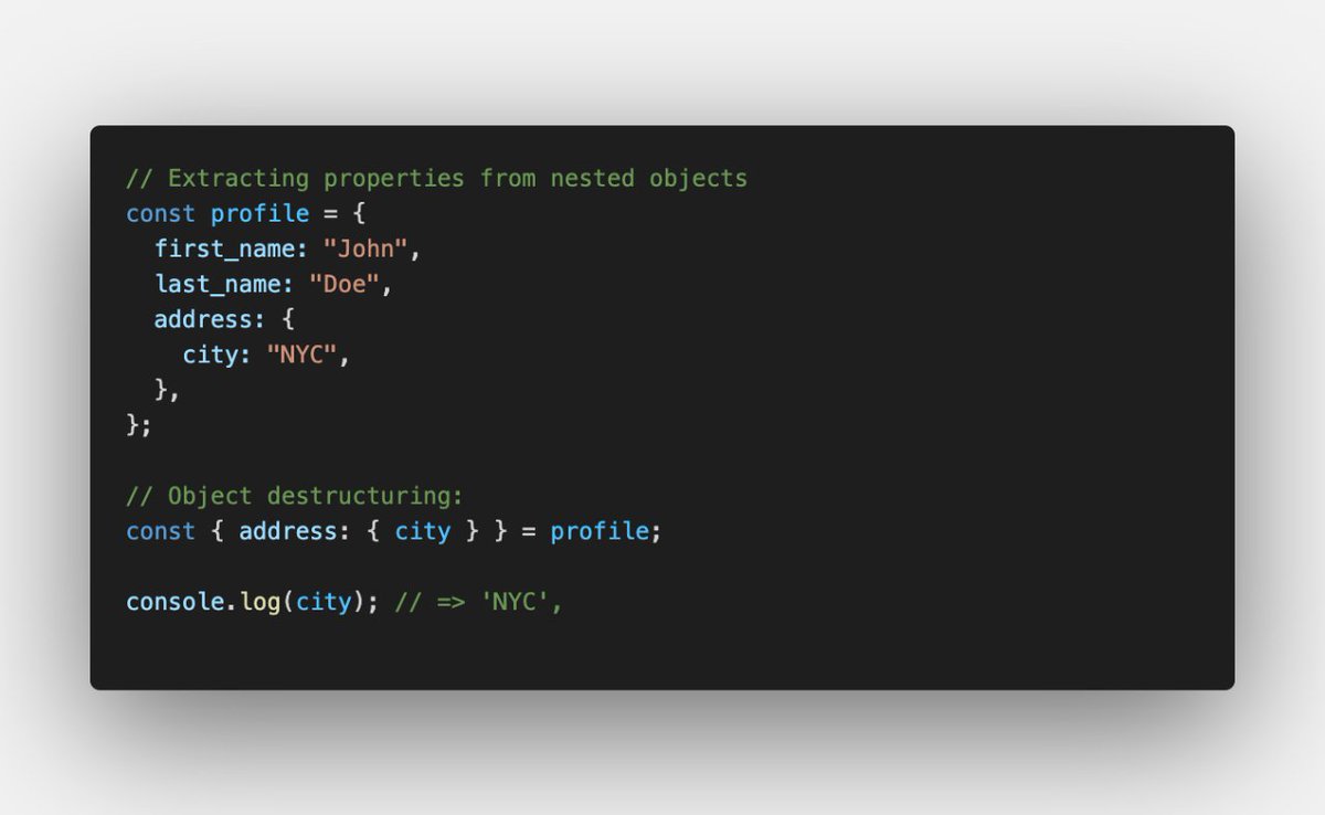 beingracase's tweet photo. Extracting properties from nested objects
#JavaScript #JStricks #beingracase https://t.co/QwSiv7BjFc