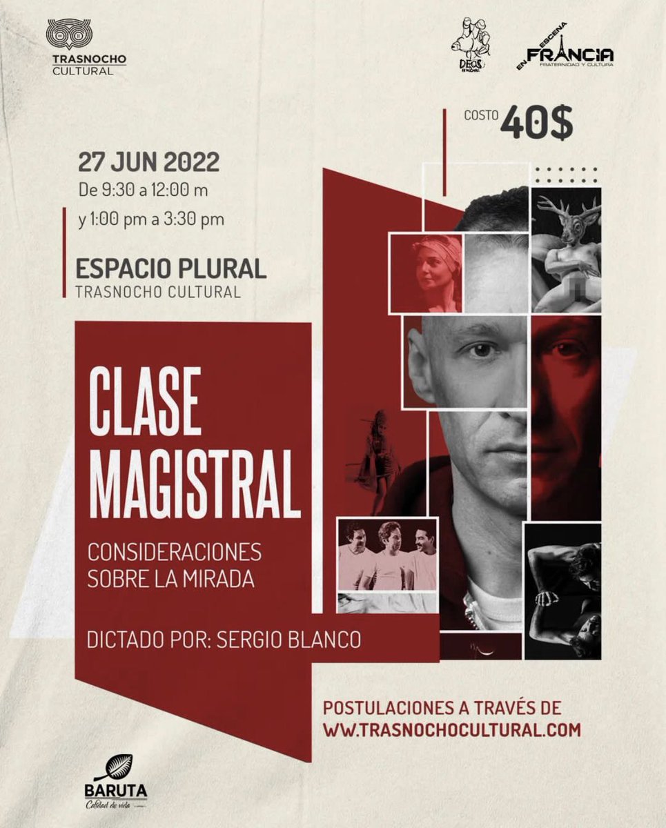 SERGIO BLANCO vendrá a Caracas y dará una clase magistral llamada "Consideraciones sobre la mirada". La modalidad es presencial y tendrá una duración de 5 horas. Será el lunes 27/6, de 9 a 3:30 pm.. Postulaciones a través del link: forms.gle/pTAhwdB9MK8fHR…