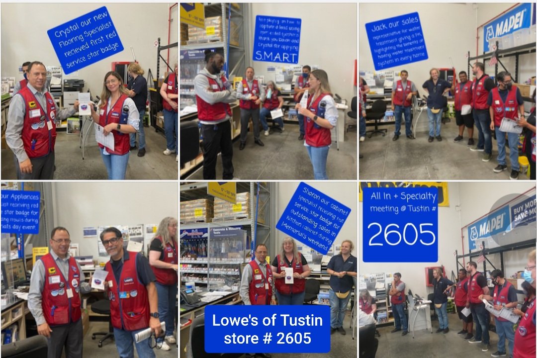 Lowe's of Tustin, ALL IN + Specialty meeting, great energy from the team focusing on driving SF&I Leads, Lpp, MVPs & Credit.We celebrated the wins from Memorial day event and recognizing top performance in driving results #specialtyspotlight #tustin2605 #district882 #lowes4pros