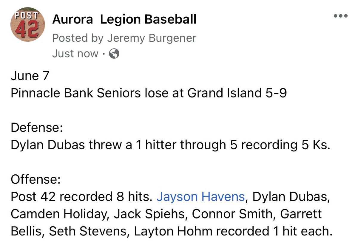 Aurora Legion Baseball Post 42 (@aurorapost42) on Twitter photo 