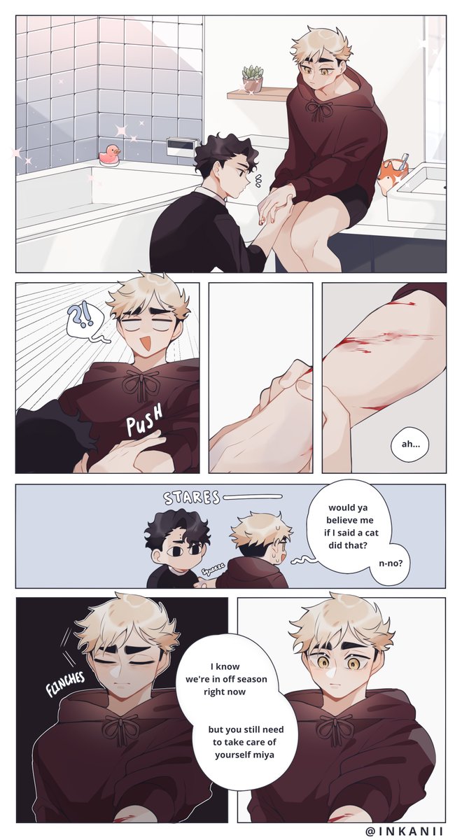 Not Enough (3/?) tw // implied self harm , blood
#haikyuu #sakuatsu 