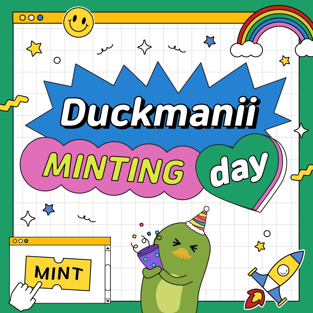 [Duckmanii NFT MINTING DAY START]

👉6/8 21:00 GMT(KST) ~ 6/24 21:00 GMT(KST)