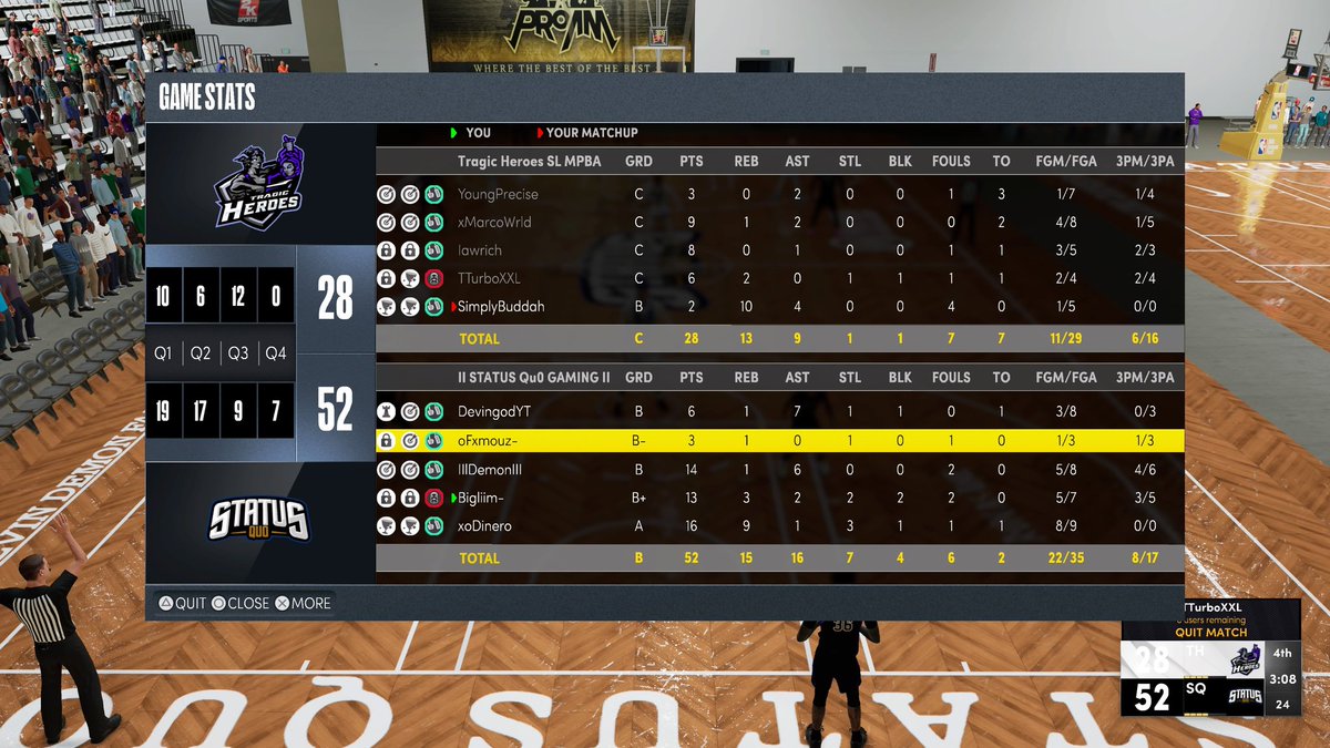 StatusQuo2k's tweet image. GGs to @ayeePrecise and Co. as we bring out the 🧹and move on to the Elite 8 of @SLProAm!!!

♟️ @DevingodYT 
🎯 @IssaDemon_
🔒 @oFxmouz1 
🐴 @Bigliim2k 
🦍 @xodinero 

📋@Coach_T_2k 

@UnifiedProAm @iNetworkSports @TheeJoeVegas @2kDiscord @Big_Brudda_PURP @youFamousEnough