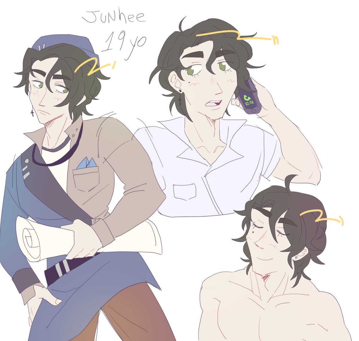 OC doodles, their names are Archie and Junhee.

Because of their conflicting personalities, their relationship is often surrounded by arguments... But they can have wholesome moments🥰 