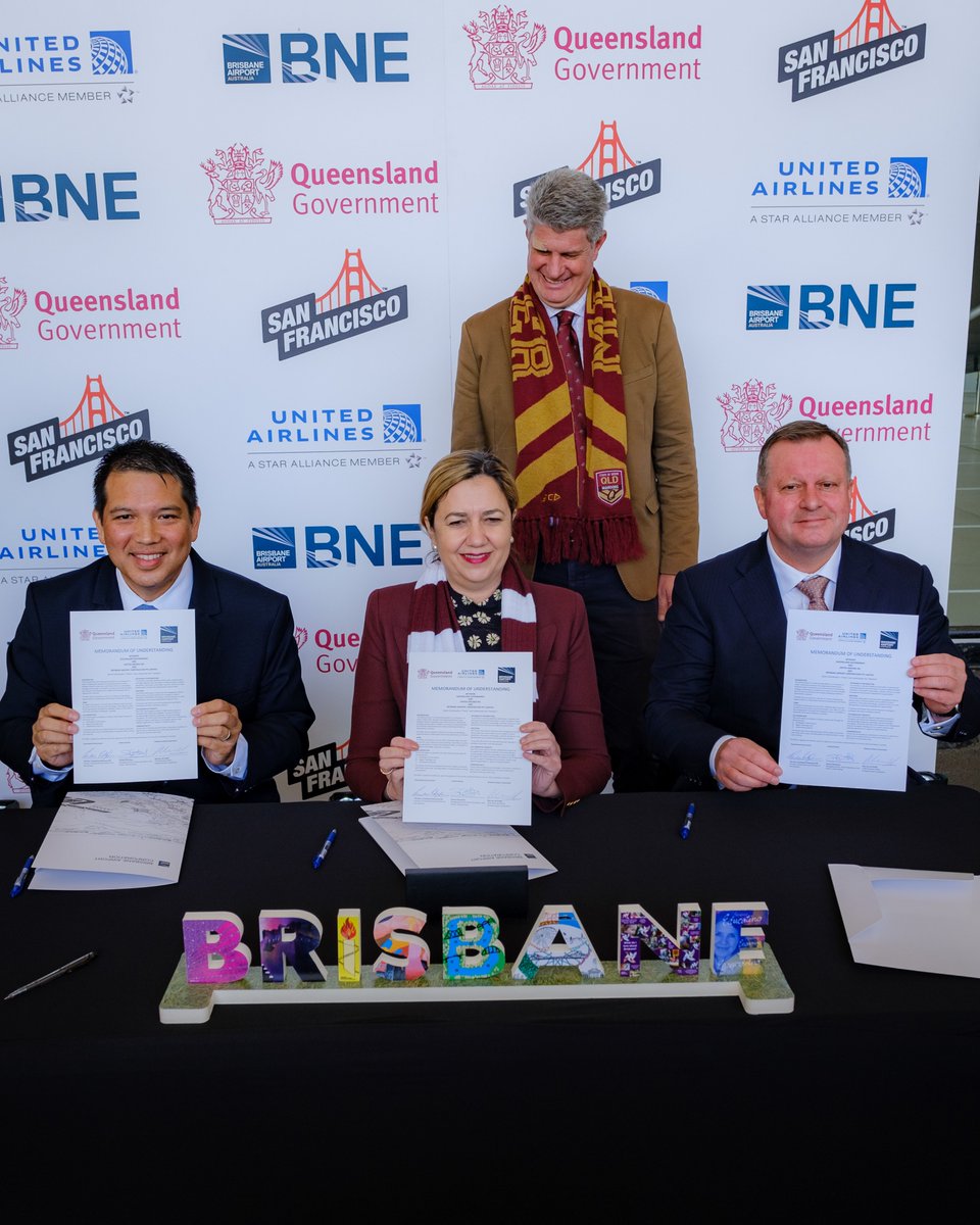 This is momentous. We’re partnering with @united and @BrisbaneAirport to help launch direct flights from San Francisco to Brisbane 3 times a week from October. It connects Queenslanders to the world again – but it’s also a huge opportunity to secure more good local jobs.