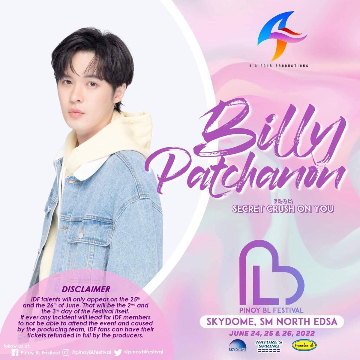 The bell rang. Your wish granted. The Billy of your Seng is coming. 

Don’t miss to see this handsome Thai actor, Billy Patchanon from Secret Crush On You The Series this June at the Pinoy BL Festival! <a href="/bbil1ypn/">•ＢŁ' •</a> #PinoyBLFestival 

Limited tickets left! 
tinyurl.com/PinoyBLFestTic…