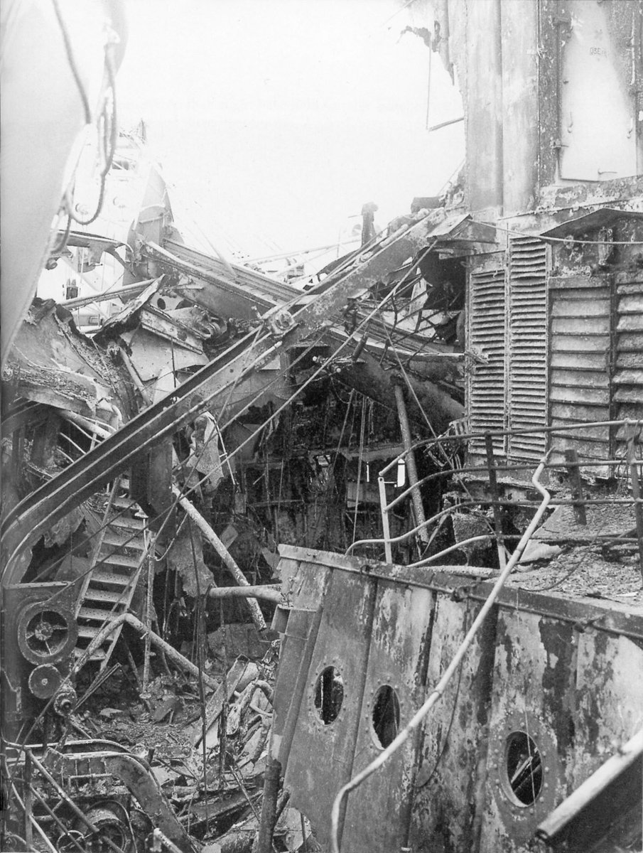 RNRMC's tweet photo. In memory of all lives lost in the attack on RFA support ships Sir Galahad and Tristram, bombed on this day in 1982 by Argentine jets. #LestWeForget

 @RFAHeadquarters #Falklands40 https://t.co/h8TbofRirx