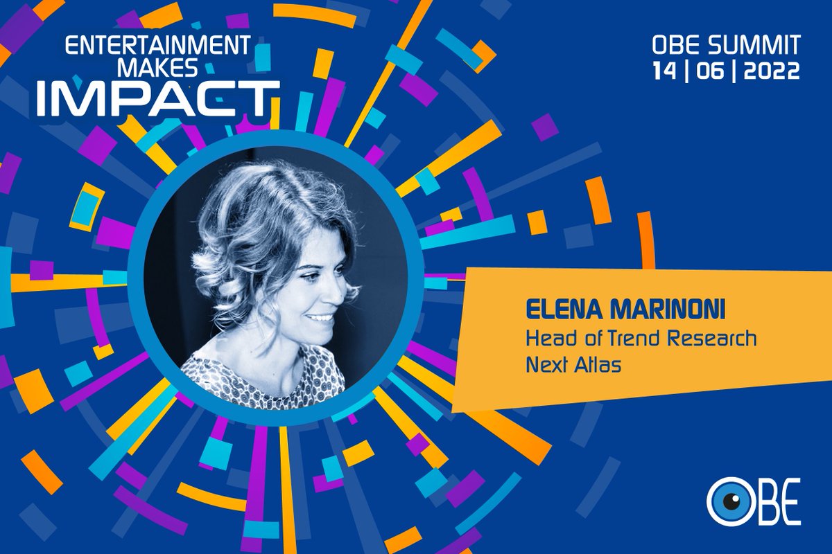Obe_online's tweet photo. Non perdere l’intervento di Elena Marinoni all'OBE Summit 2022 – Entertainment makes Impact

Segui l’evento in live streaming iscrivendoti subito a:
https://t.co/HyVM3TbtoY

@nextatlas https://t.co/XsLAwG6LkJ