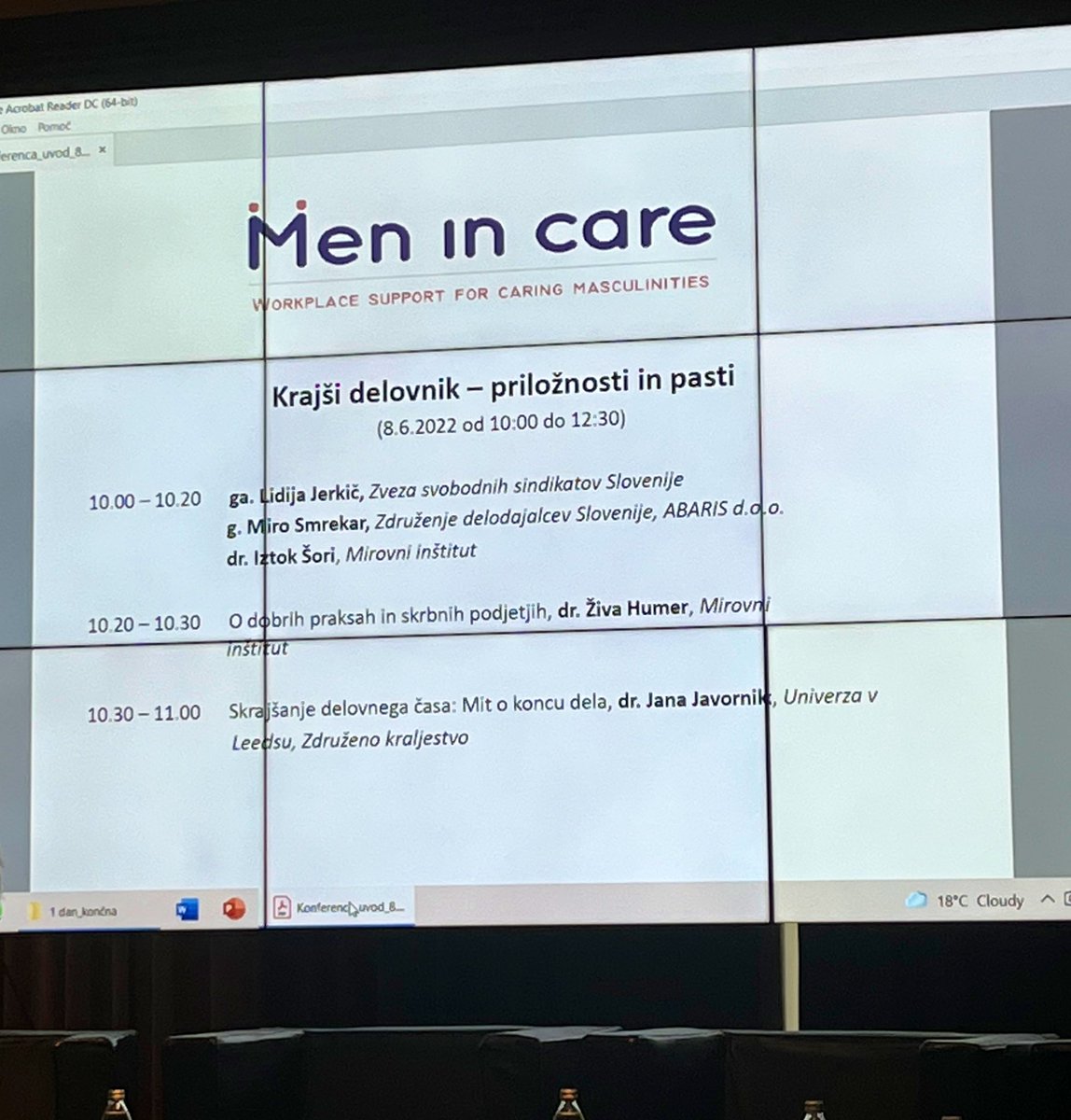 MartinaVuk's tweet photo. Zaključna konferenca pomembnega projekta. Dopoldne posvečeno zelo aktualni temi - krajši delovnik. #MenInCare https://t.co/HjYeaOPZqh