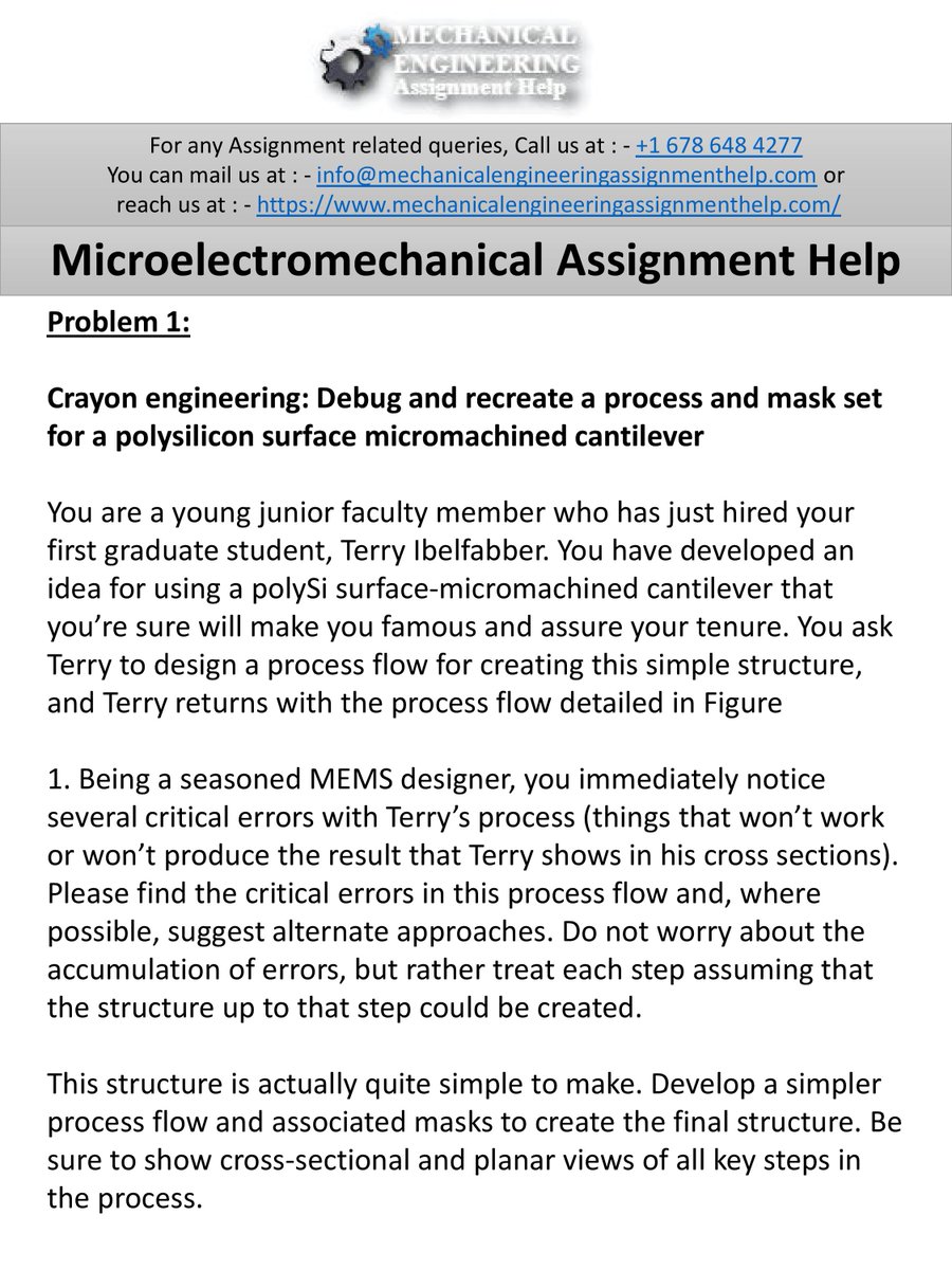 HelpMechanical's tweet image. I am Wycliffe S. I am a Microelectromechanical Assignment Expert at …chanicalengineeringassignmenthelp.com. I solve assignments related to Microelectromechanical. To see the full assignment Visit flic.kr/s/aHBqjzTrer
#MechanicalEngineeringAssignmentHelp #MechanicalEngineeringHomeworkHelp