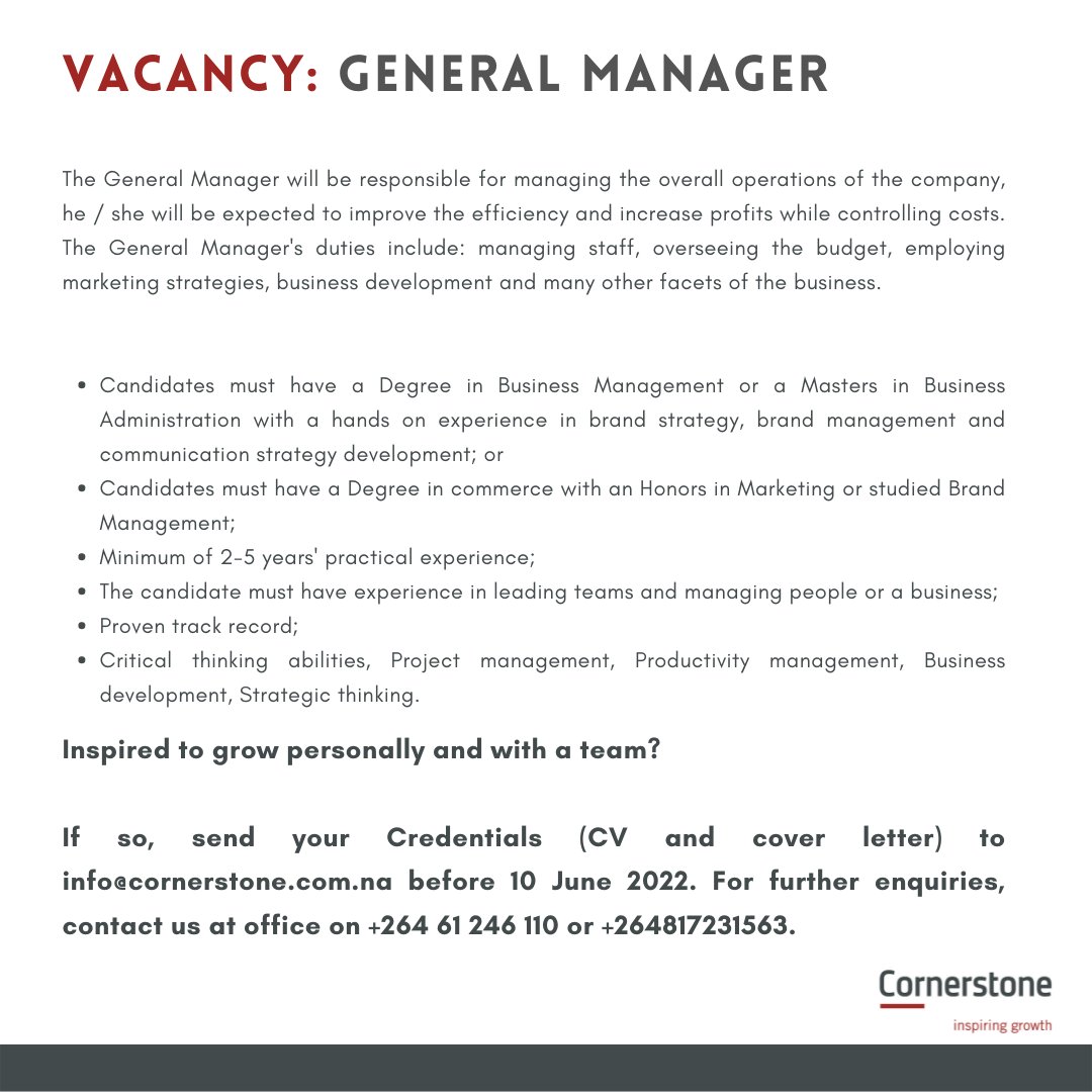 cornerstone_na's tweet photo. OPPORTUNITY: GENERAL MANAGER https://t.co/qeYFNWuy2d