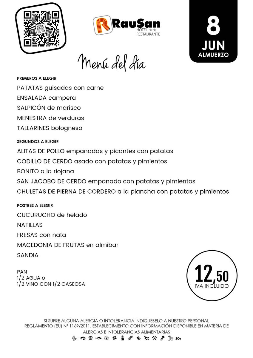 HotelRausan's tweet photo. Menú para hoy 8/06/22
#FelizMiercoles #MenúDelDía #HotelRausan #Rausan #Alfajarin #Restaurante #Zaragoza #RestaurantesZaragoza #HoraDeComer #UnAltoEnElCamino #BuenViaje https://t.co/oufvNffqEk