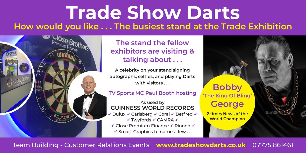 tradeshowdarts's tweet photo. He's the biggest name in Darts Legends, he's a regular on Trade stands &amp; always draws the busiest stand, have a look at https://t.co/CXypAvUa5I for more information @BobbyGeorge180 @PaulBoothMC https://t.co/LC19BM5FR9