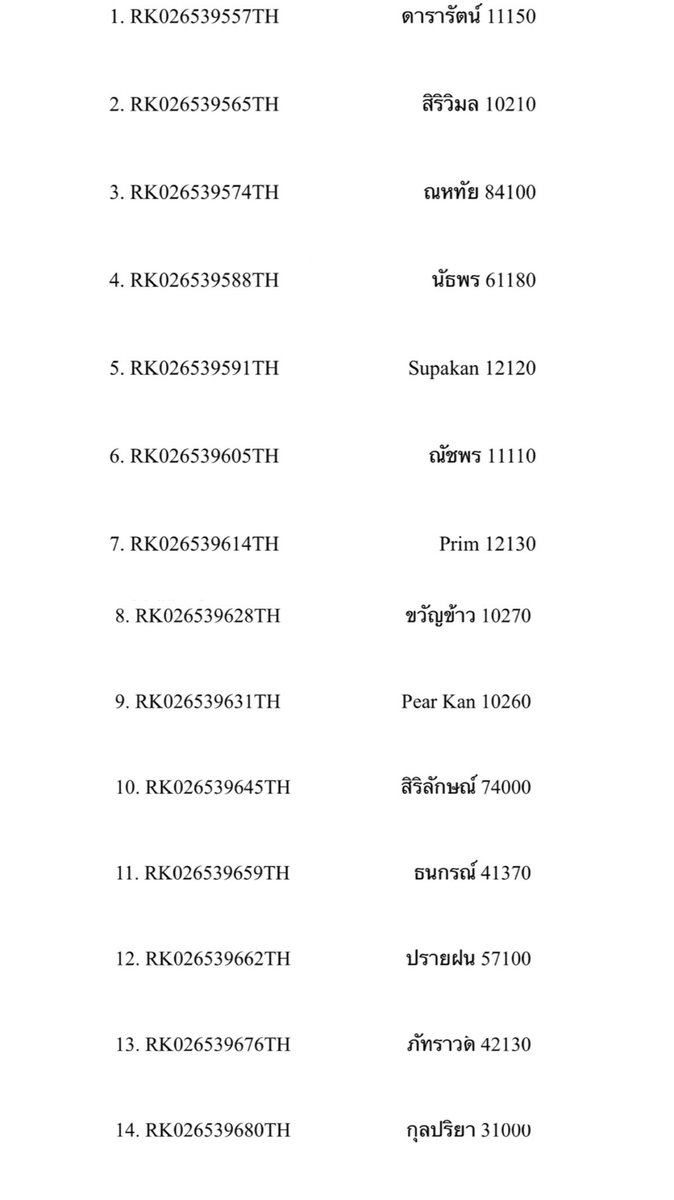bgg_multishop's tweet photo. แจ้งเลขแทรครอบส่ง 08/06 นะคะ📮🧸 #bgg_tracking https://t.co/uVarehEA7e