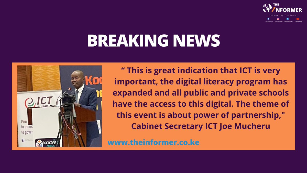 Informer_ke's tweet image. The Informer News Alert!!!
theinformer.co.ke
@MoICTKenya @ICTAuthorityKE  @AfricaKodris @KICDKenya @CA_Kenya
#KodrisAfricaLaunch  #DemocratizeCoding