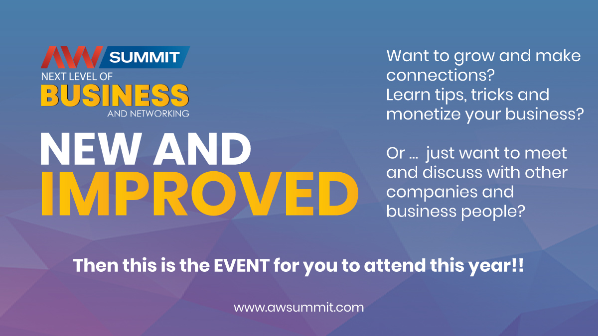 theAWMedia's tweet photo. AWSummit new and improved. 💪
Why attend our show this year? See what to expect when we take AWSummit to the next level. https://t.co/J1b0MeqHpK
#business #success #awsummit #awsummit2022 #levelup #businessowner #morebusinessolution #businesspassion #marketingstrategy https://t.co/4c9UOnerrZ