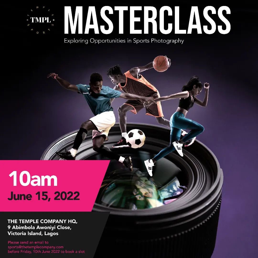 TheTempleCo's tweet photo. Are you a photographer between the ages 18- 25? 
Interested in sports photography? 

TMPL Sports is hosting a 1-day masterclass on the 15th of June, to provide you the opportunity to learn from the experts!

To book a slot, please send an email to sports@thetemplecompany.com https://t.co/IIdvGXXadr